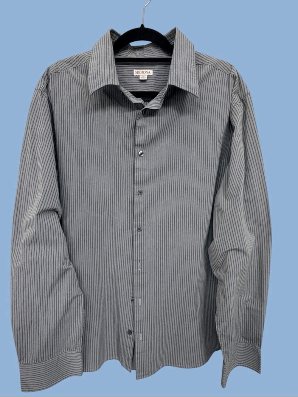 Merona Striped Button Down Shirt - Gray/White - XXL